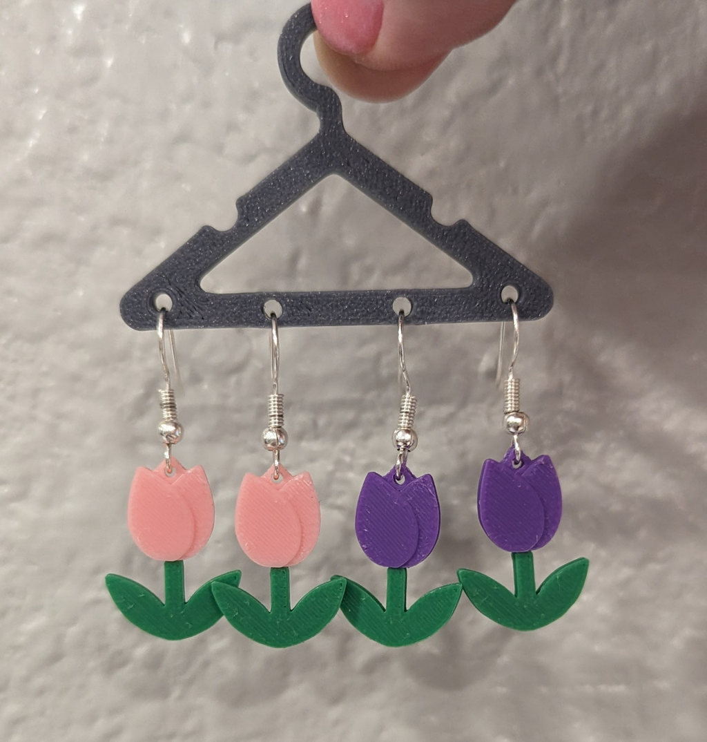 Tulip Flower Earrings – 3D Printed Lightweight Fashion Jewellery