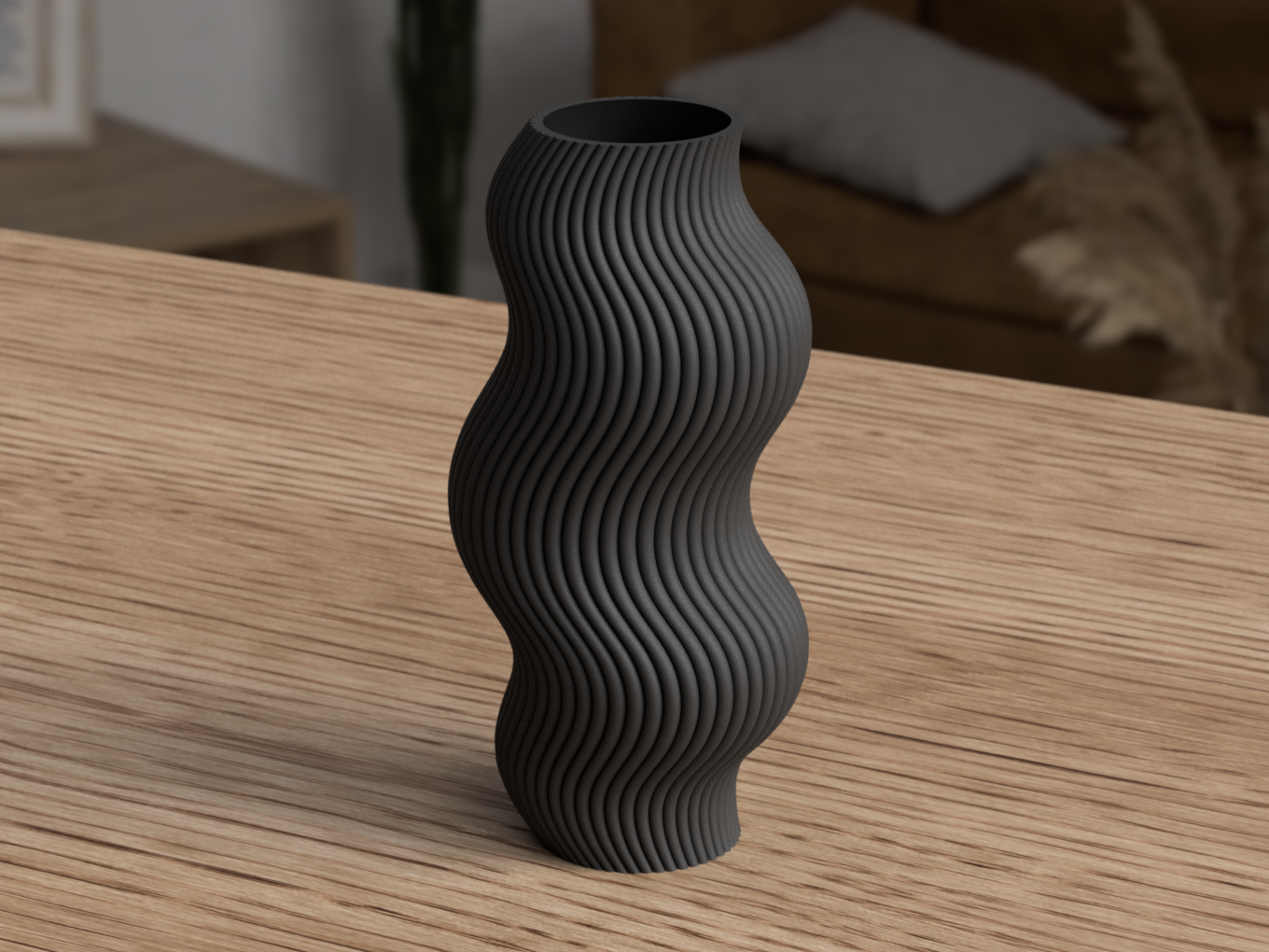 Modern Wavy Vase – 3D Printed Textured Flower Vase