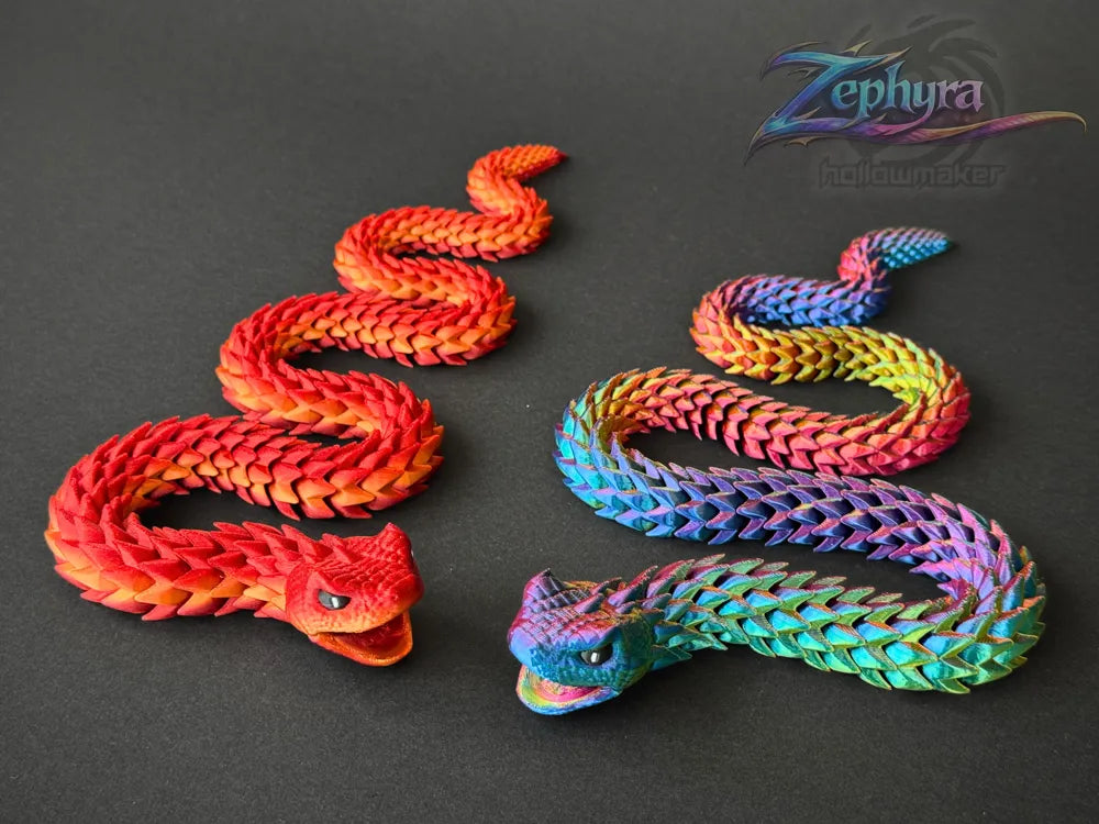Zephyra Articulated Snake Figurine – 3D Printed Flexible Flexi Toy