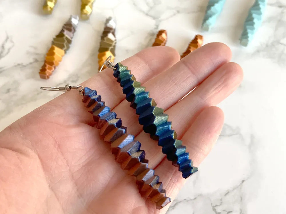 Stacked Faceted Drop Earrings – 3D Printed Layered Jewellery