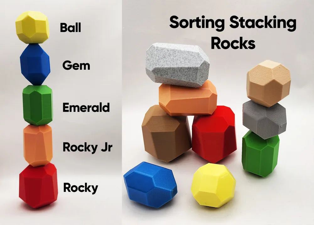 Sorting Stacking Rocks Balancing Toy – 3D Printed Developmental Toy