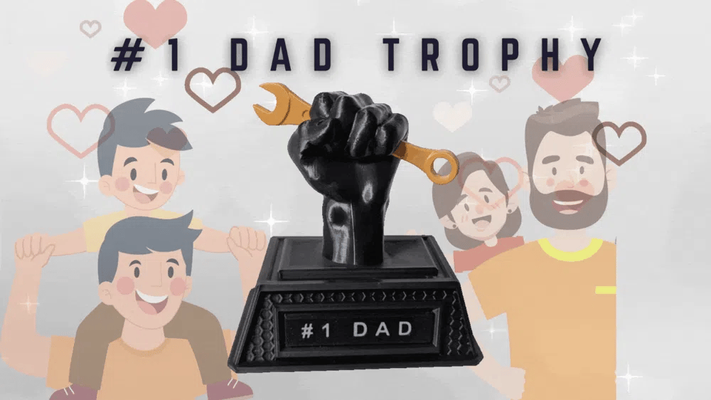 WrenchMaster Trophy Number 1 Dad Award – 3D Printed Handyman Dad Gift