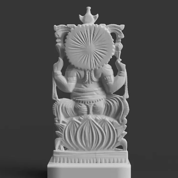 Ganesh on Lotus with Crescent Moon Crown – 3D Printed Celestial Idol