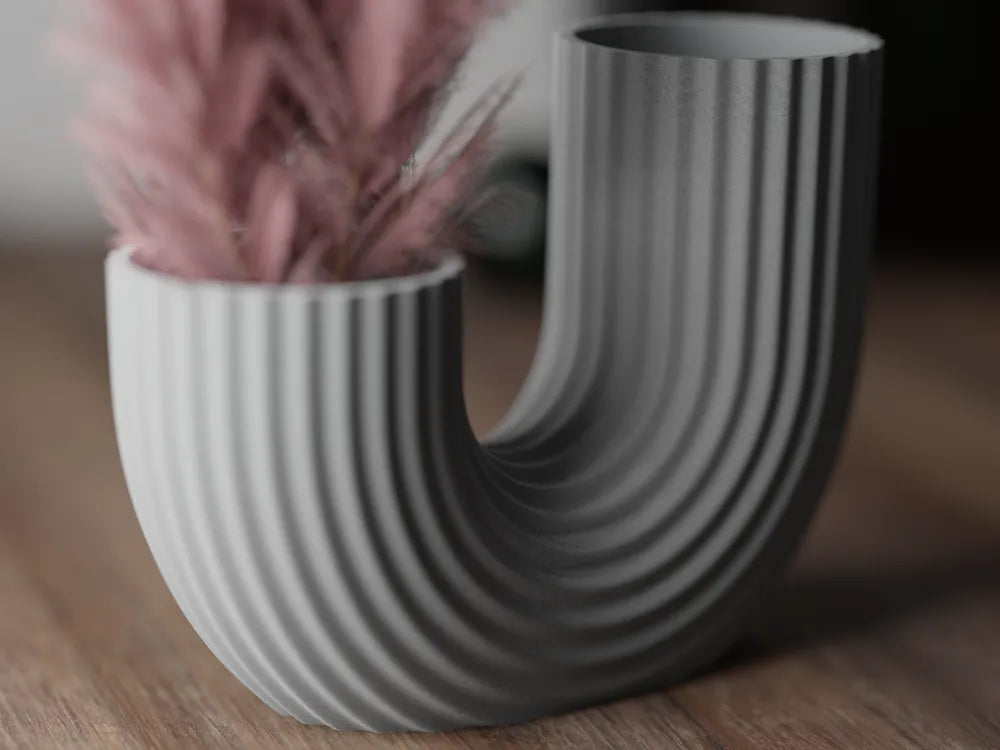Modern Minimalistic U-Shaped Vase – 3D Printed Architectural Flower Vase