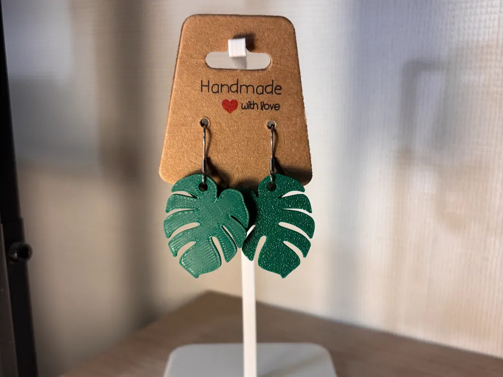Monstera Leaf Earrings – 3D Printed Tropical Botanical Jewellery