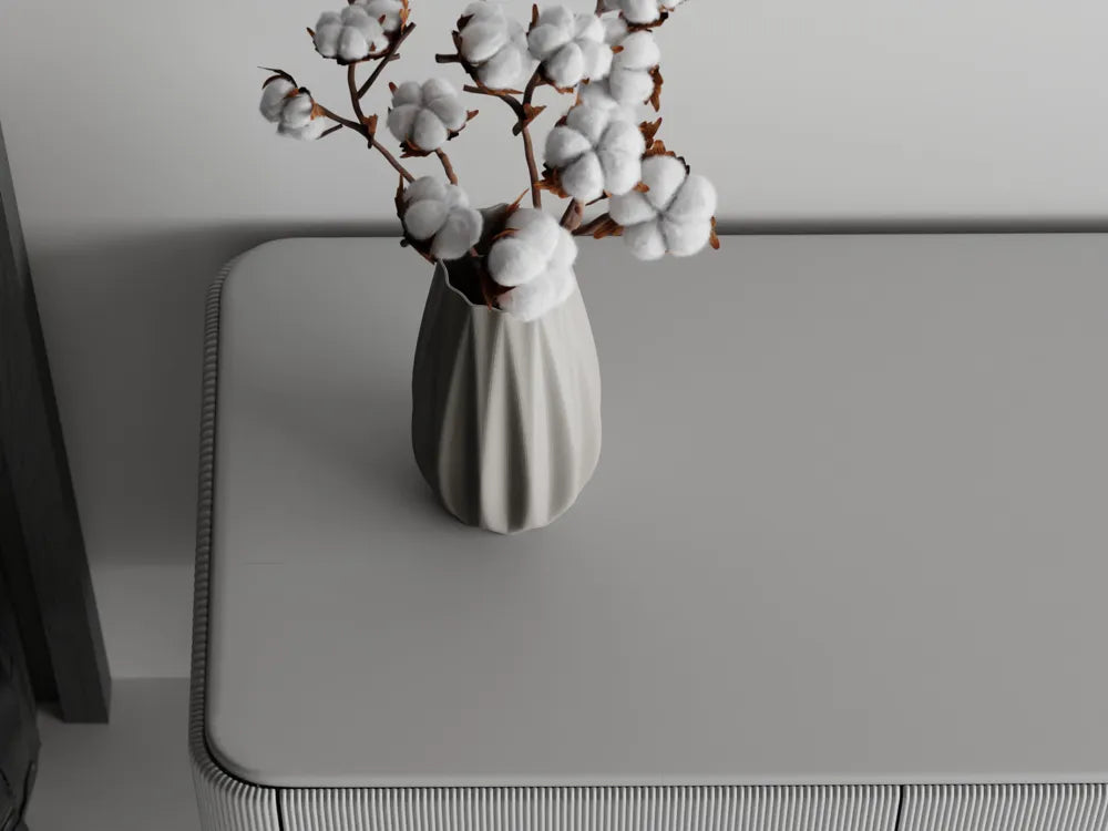 Smooth Ribs Curved Vase – 3D Printed Ribbed Sculptural Flower Vase