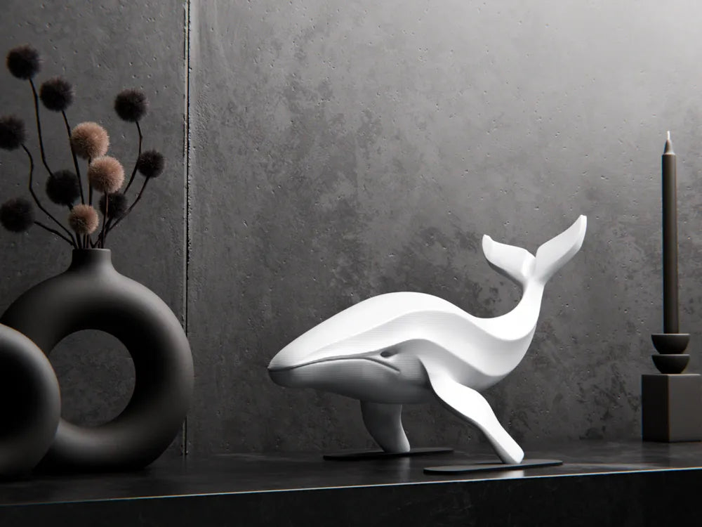 Whale Decorative Sculpture – 3D Printed Coastal Ocean Home Decor