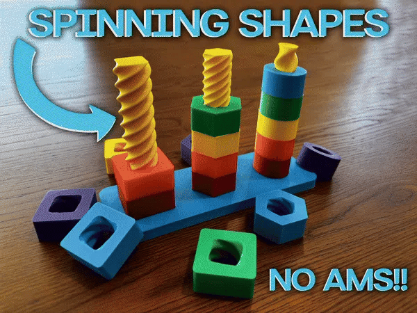 Spinning Shapes Children's Toy – 3D Printed Fine Motor Skills Educational
