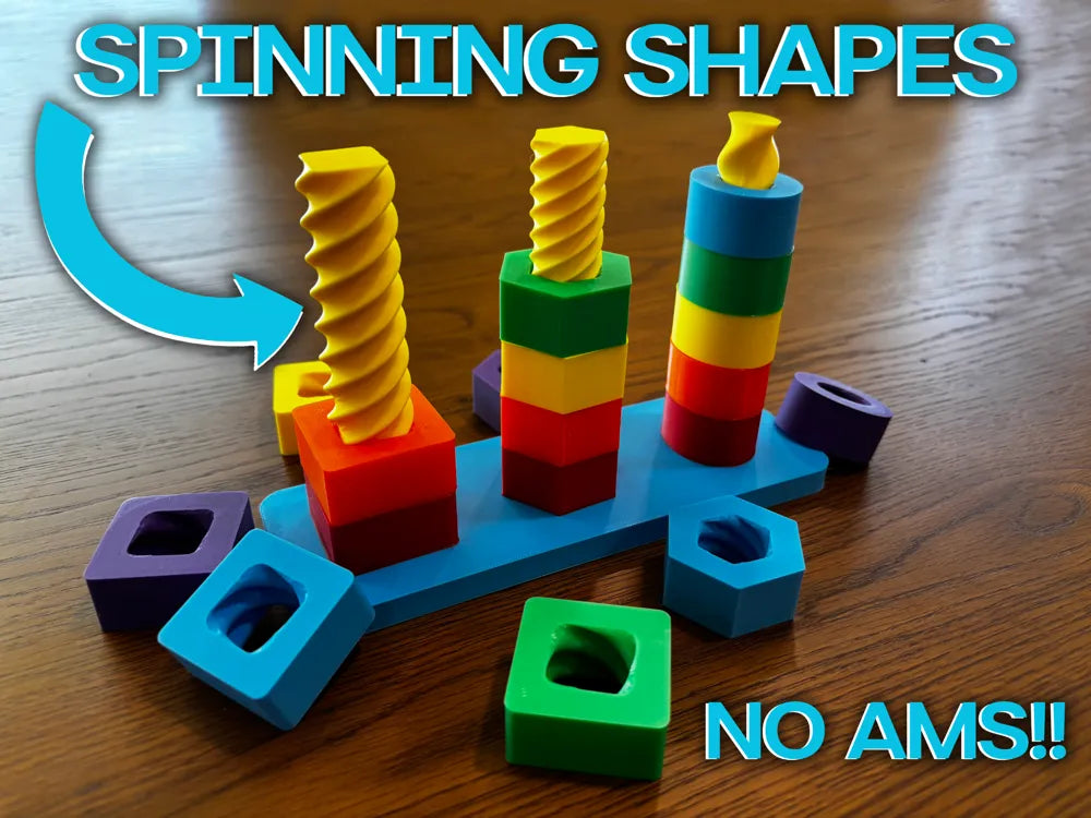 Spinning Shapes Children's Toy – 3D Printed Fine Motor Skills Educational