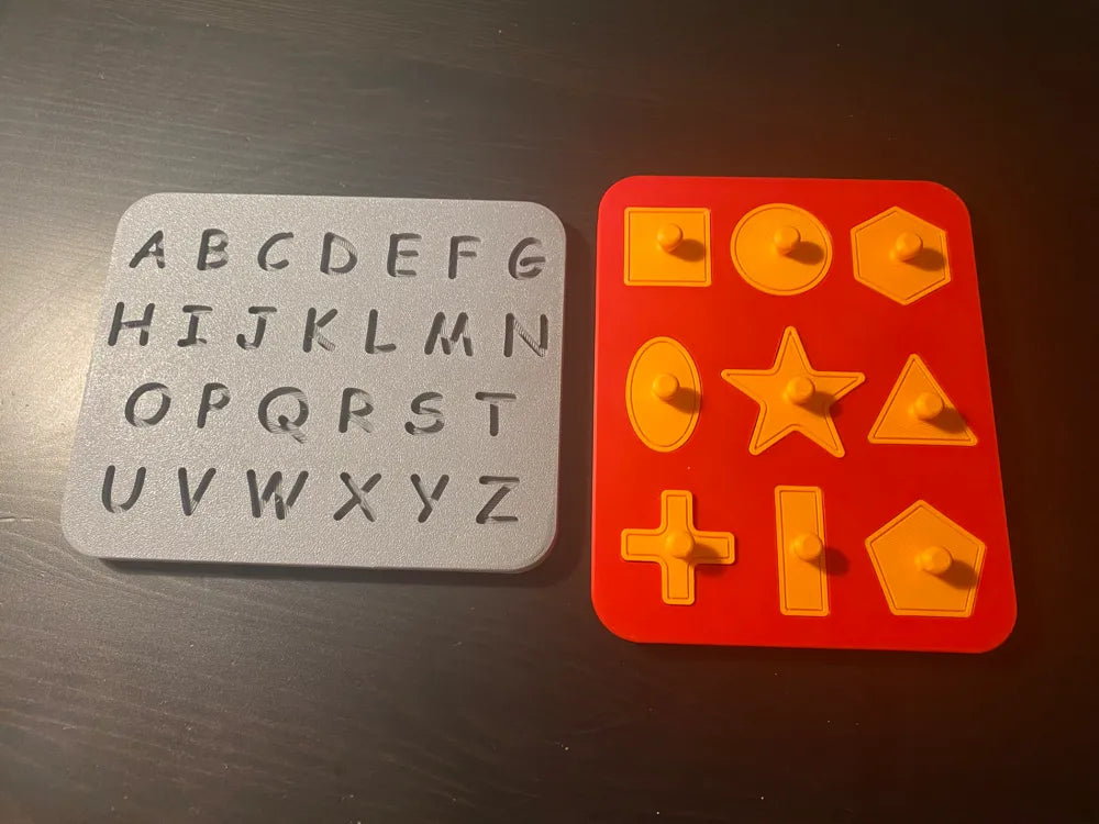 Shapes Puzzle and Alphabet Board 2-in-1 Learning Toy – 3D Printed
