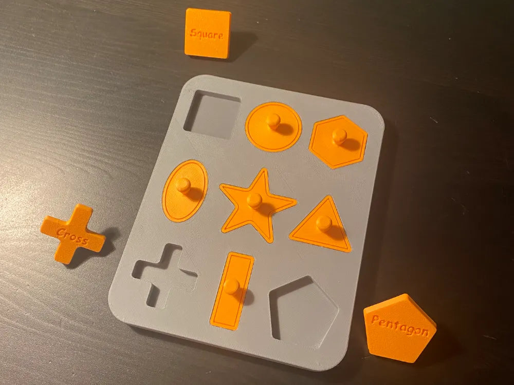 Shapes Puzzle and Alphabet Board 2-in-1 Learning Toy – 3D Printed