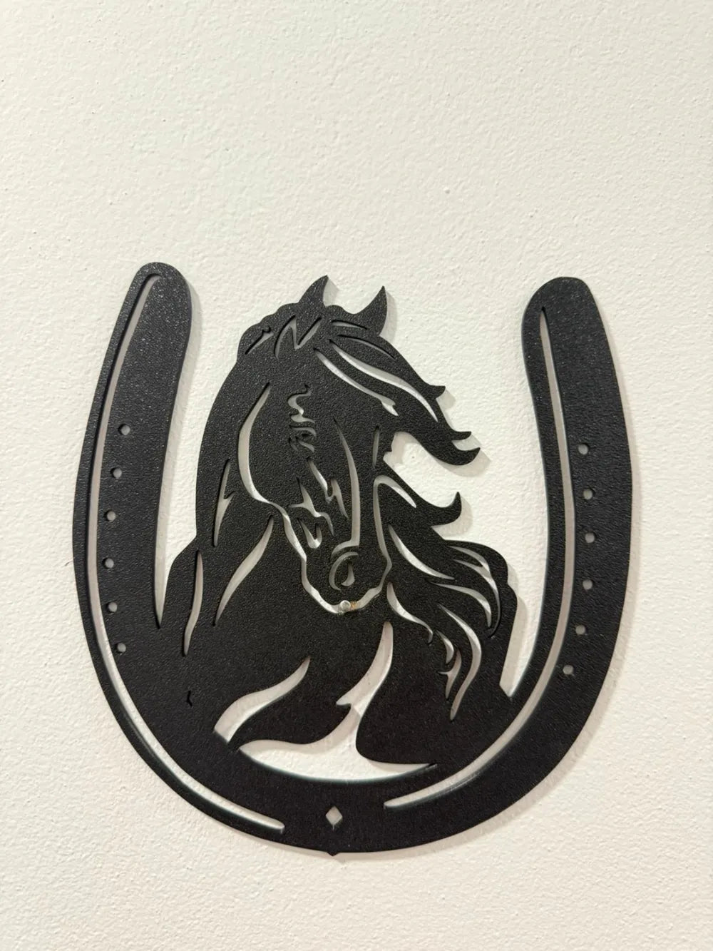 Horse in a Horseshoe Wall Art – 3D Printed Equestrian Lucky Charm Decor