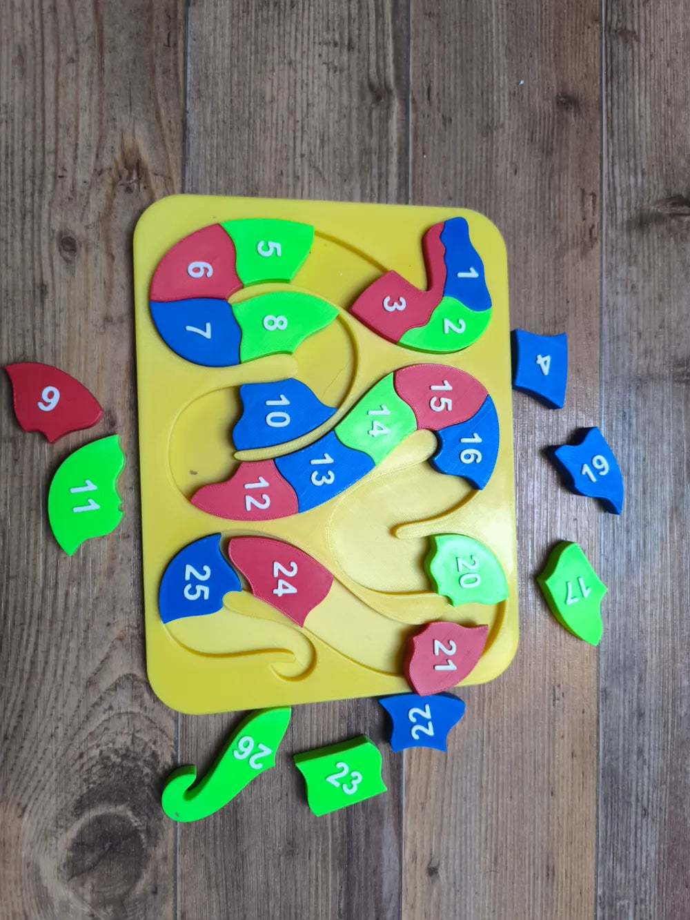 Snake Puzzle with Numbers – 3D Printed Count and Sort Kids Toy