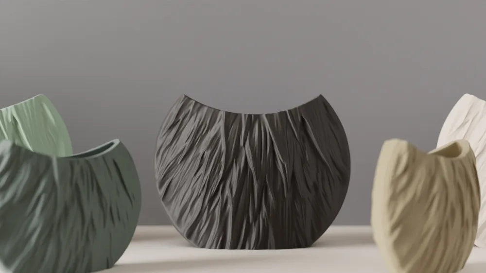 Modern Circular Vase – Fur Style Texture