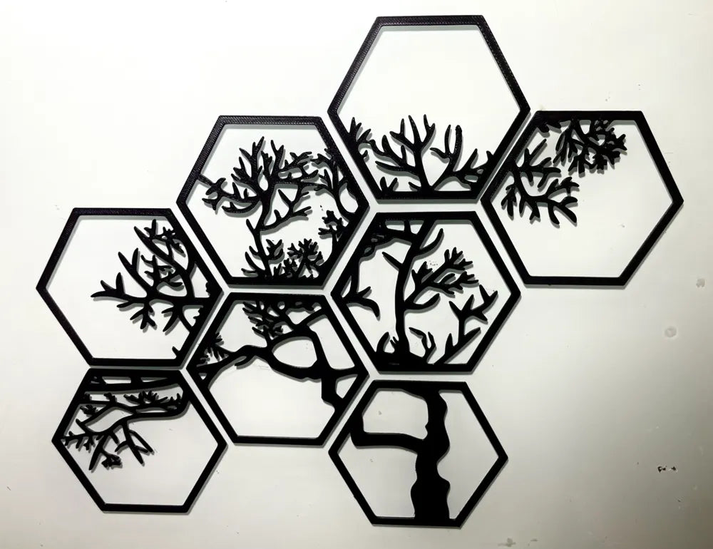 8-Piece Hexagon Tree Wall Art
