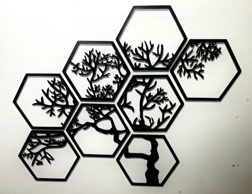 8-Piece Hexagon Tree Wall Art
