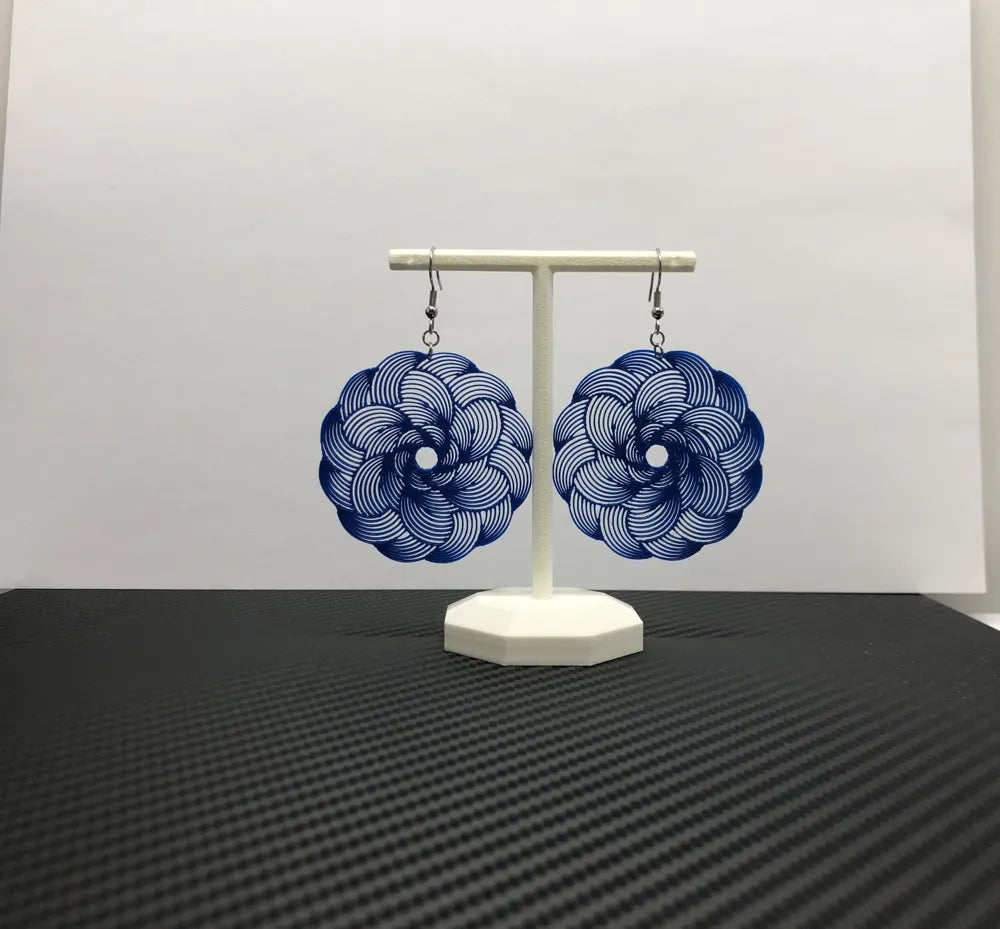 Mandala Maze Earrings – 3D Printed Sacred Geometry Boho Jewellery