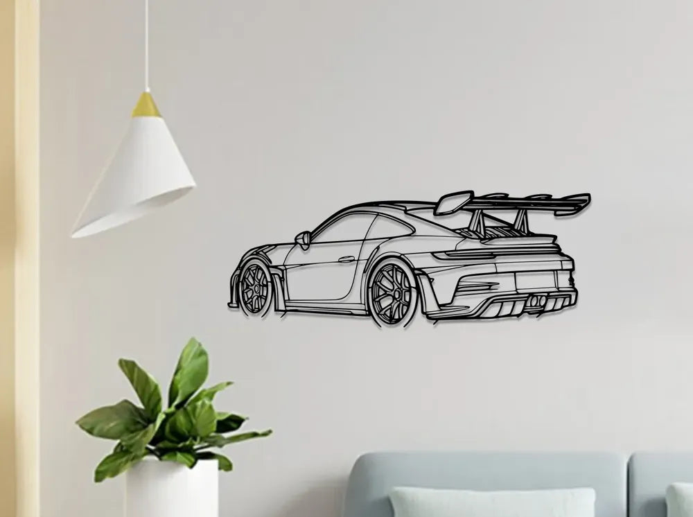 Porsche 911 GT3 RS Wall Art – 3D Printed Automotive Sculpture Wall Piece