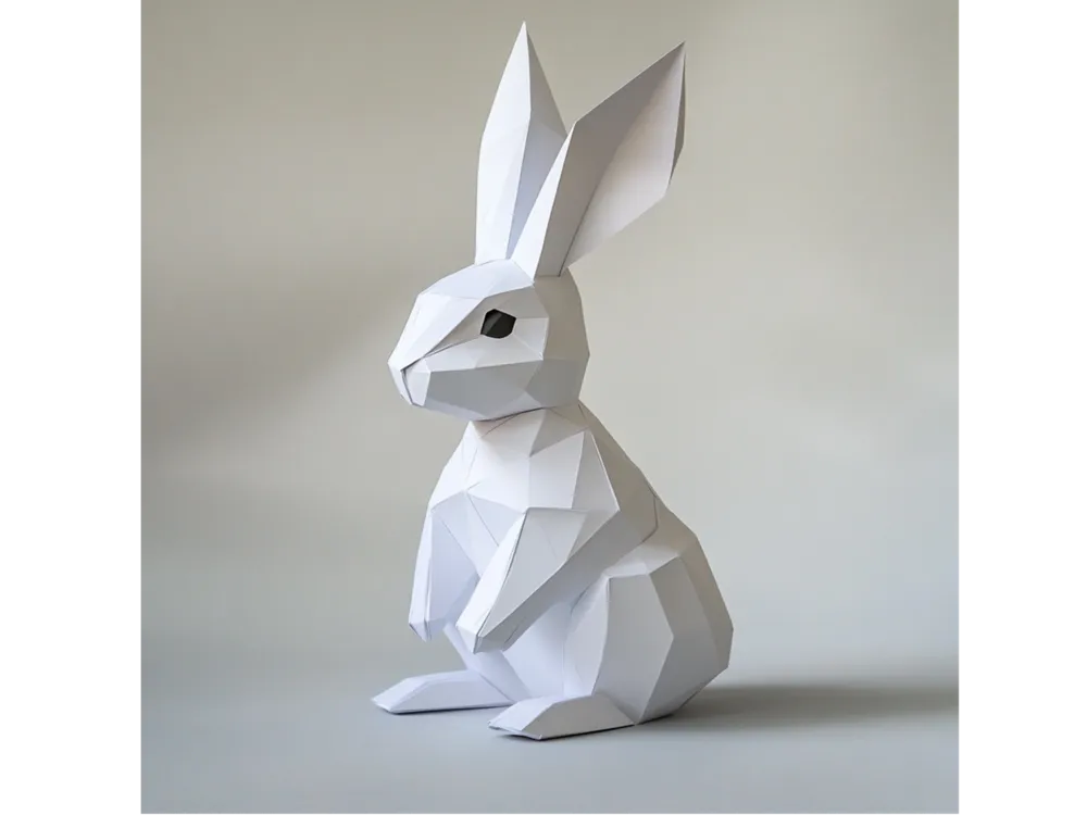 Modern Low Poly Bunny – 3D Printed Geometric Animal Sculpture
