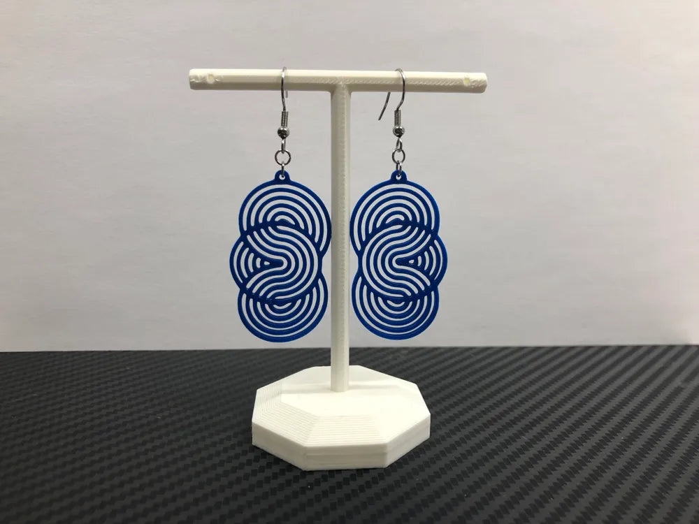 Spiral and Circles Earrings – 3D Printed Sculptural Geometric Jewellery