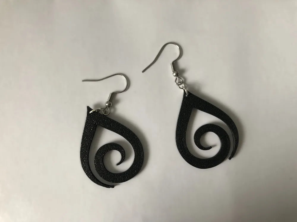 Spiral in a Drop Earrings – 3D Printed Teardrop Spiral Jewellery