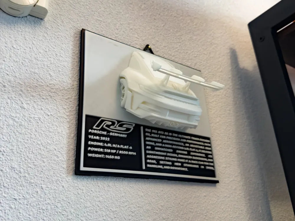 Porsche 911 Wall Art – 3D Printed Widowmaker Racing Car Wall Sculpture