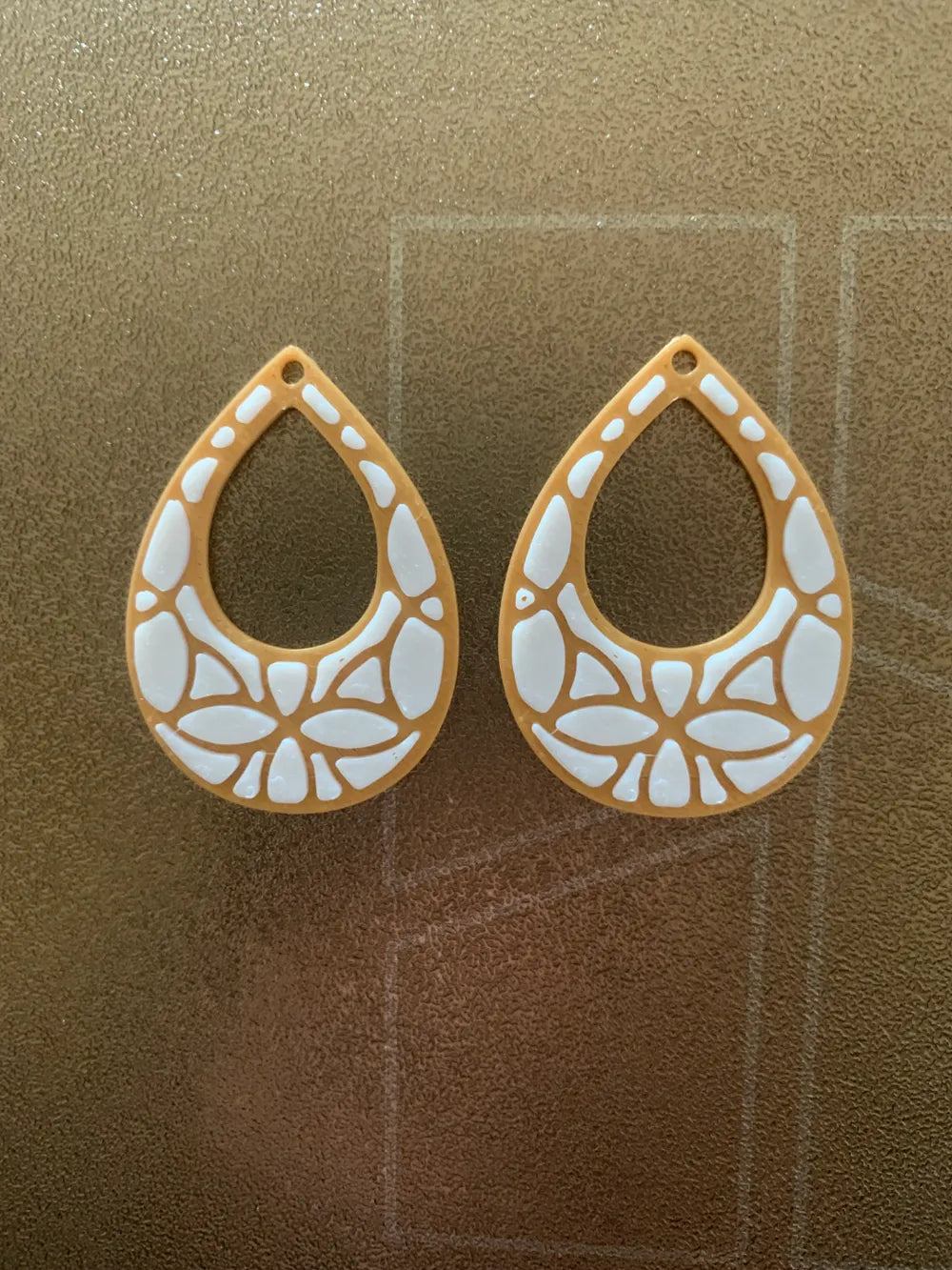 Golden Floral Teardrop Earrings – 3D Printed Elegant Festive Jewellery