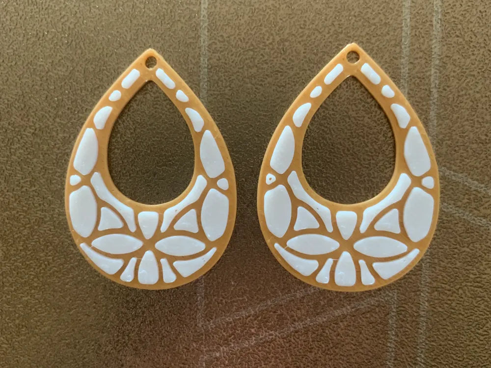 Golden Floral Teardrop Earrings – 3D Printed Elegant Festive Jewellery
