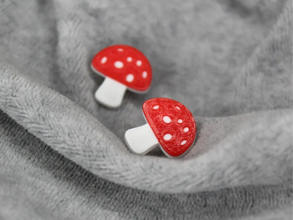 Cute Mushroom Stud Earrings – 3D Printed Cottagecore Nature Jewellery