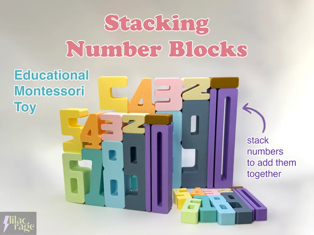 Stacking Number Blocks Montessori Math Toy – 3D Printed for Kids