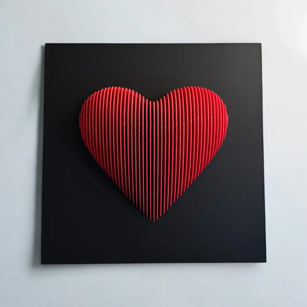 Heart Layered Sculpture – 3D Printed Love Topographic Art Piece