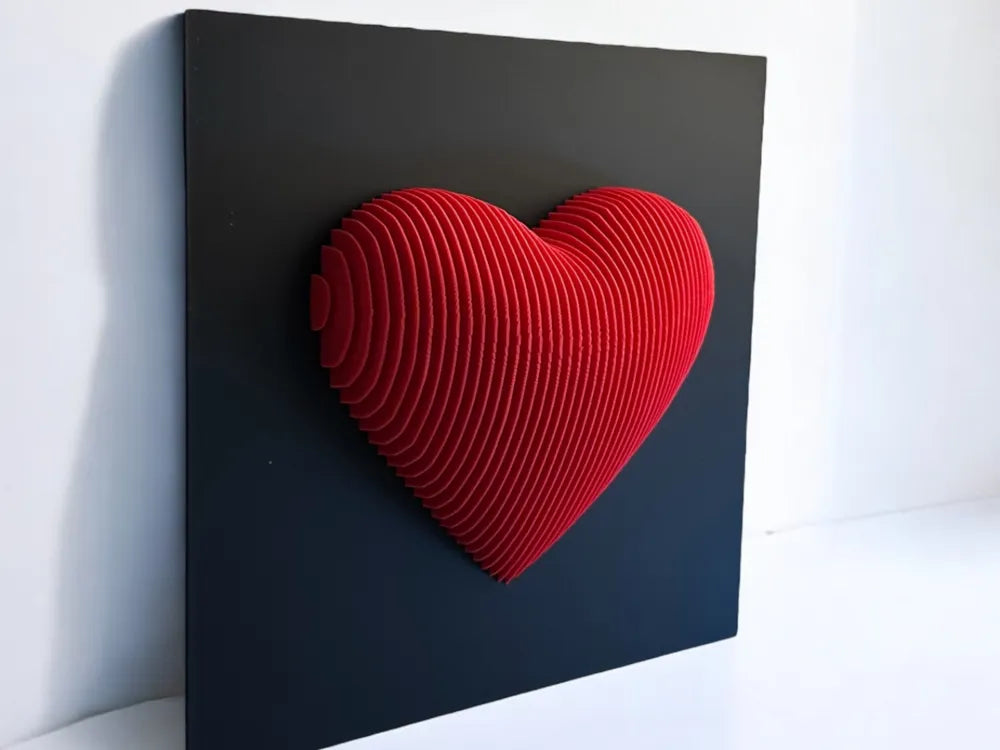 Heart Layered Sculpture – 3D Printed Love Topographic Art Piece