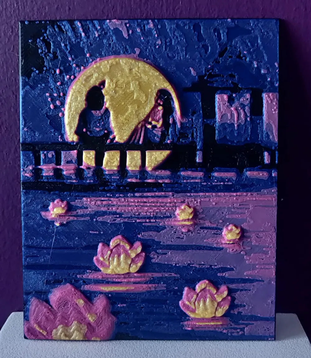 Radha Krishna Nightscape – 3D Printed Divine Love Sculpture