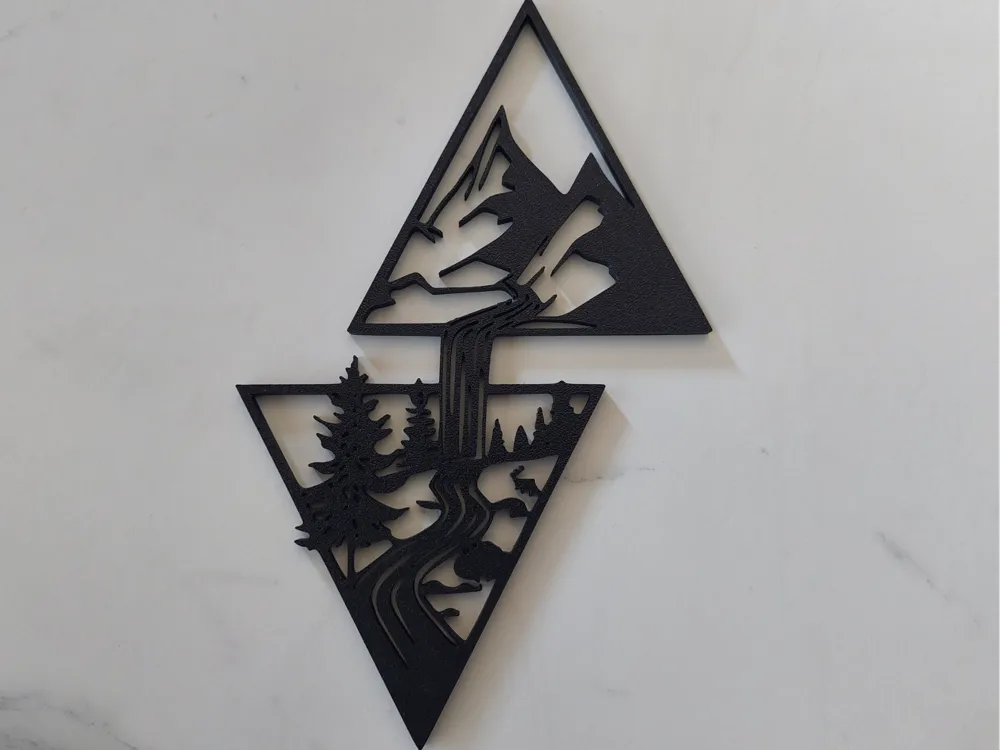 Mountain Waterfalls Wall Art – 3D Printed Landscape Nature Wall Sculpture
