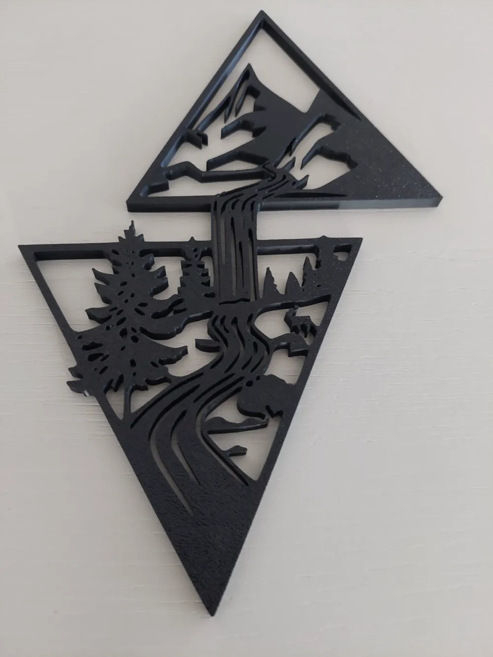 Mountain Waterfalls Wall Art – 3D Printed Landscape Nature Wall Sculpture