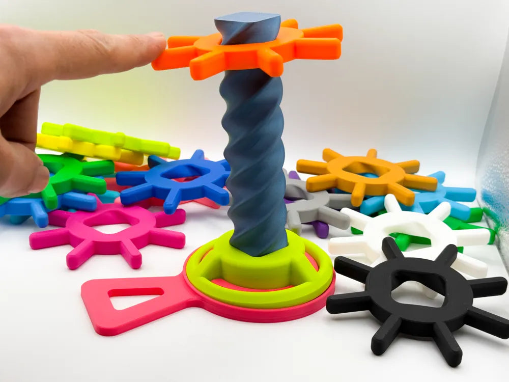 Swirl Tower Stacking Toy – 3D Printed Sensory Spin and Stack for Kids