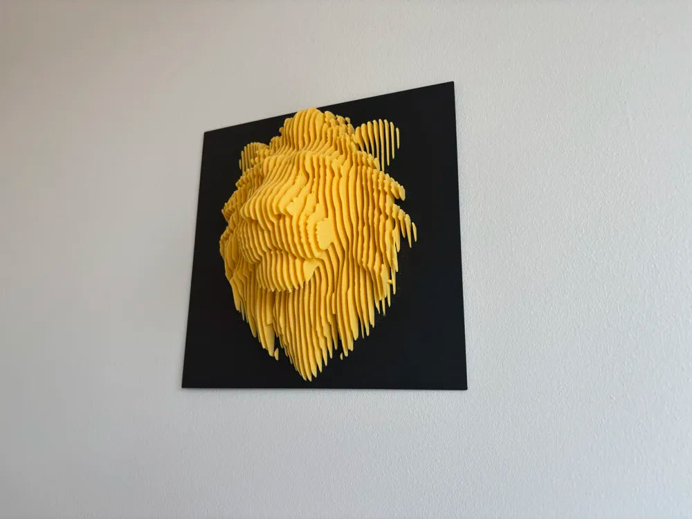 Lion Head Layered Sculpture Wall Art – 3D Printed Majestic King of Jungle