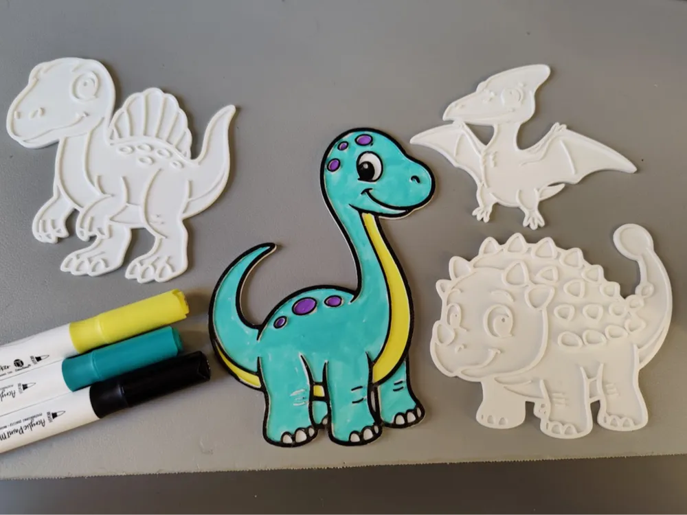 Dinosaurs Themed Colouring Set Vol 2 – 3D Printed 4 More Dinos for Kids