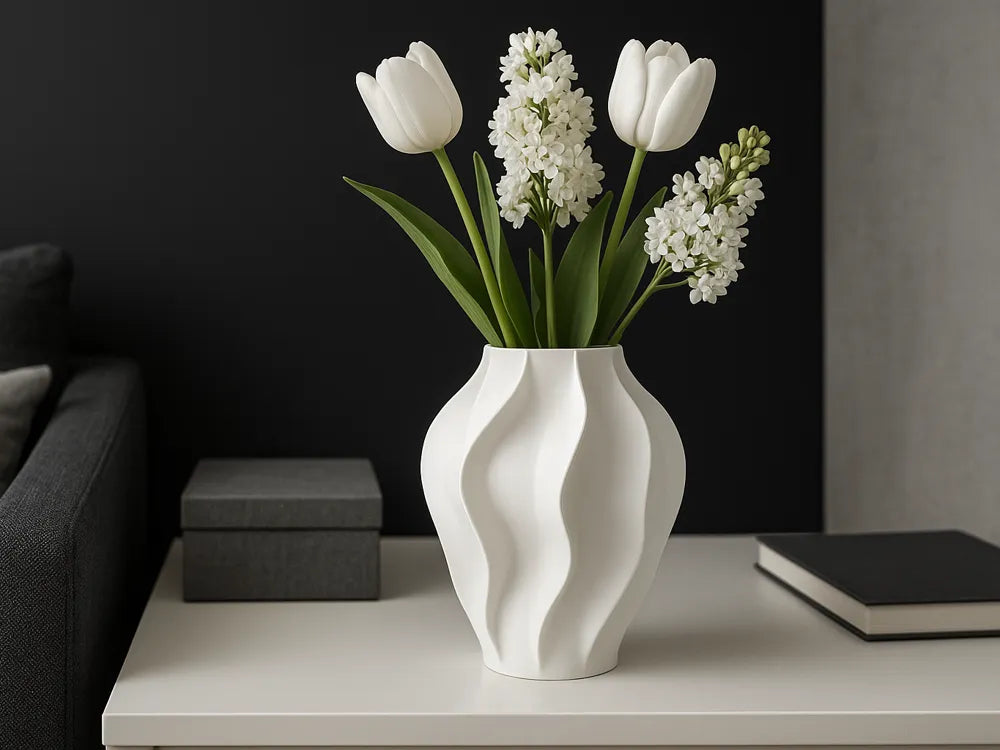 The Waves Vase Organic Elegance – 3D Printed Fluid Wave Flower Vase