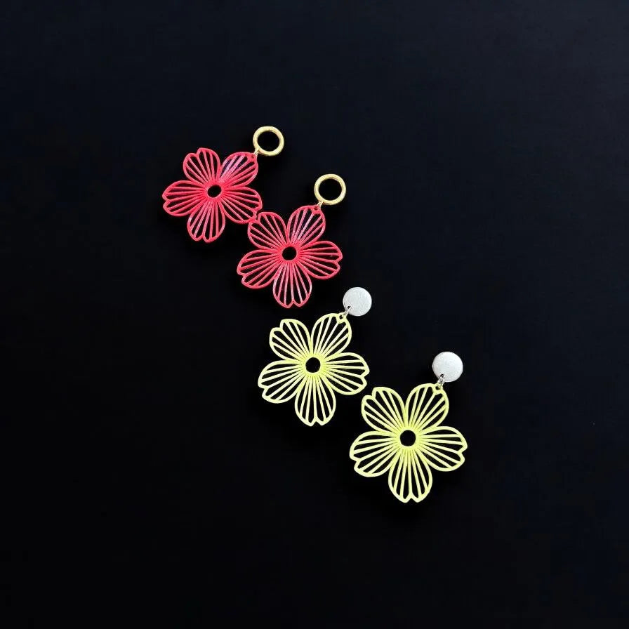 Cherry Blossom Flower Earrings – 3D Printed Nature-Inspired Jewellery