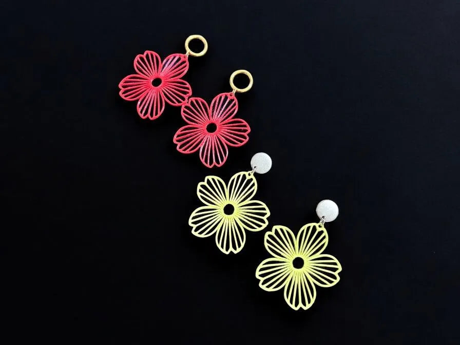 Cherry Blossom Flower Earrings – 3D Printed Nature-Inspired Jewellery