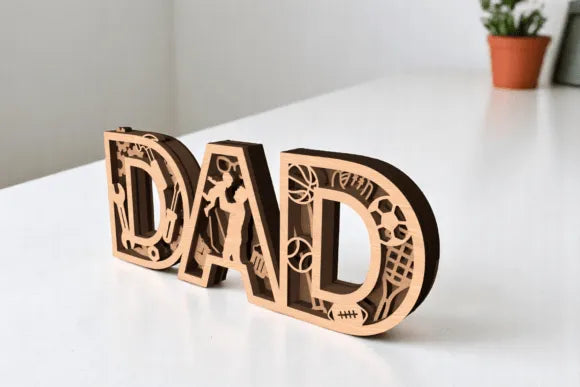 Father's Day Layered Decoration – 3D Printed Multi-Layer Dad Showpiece