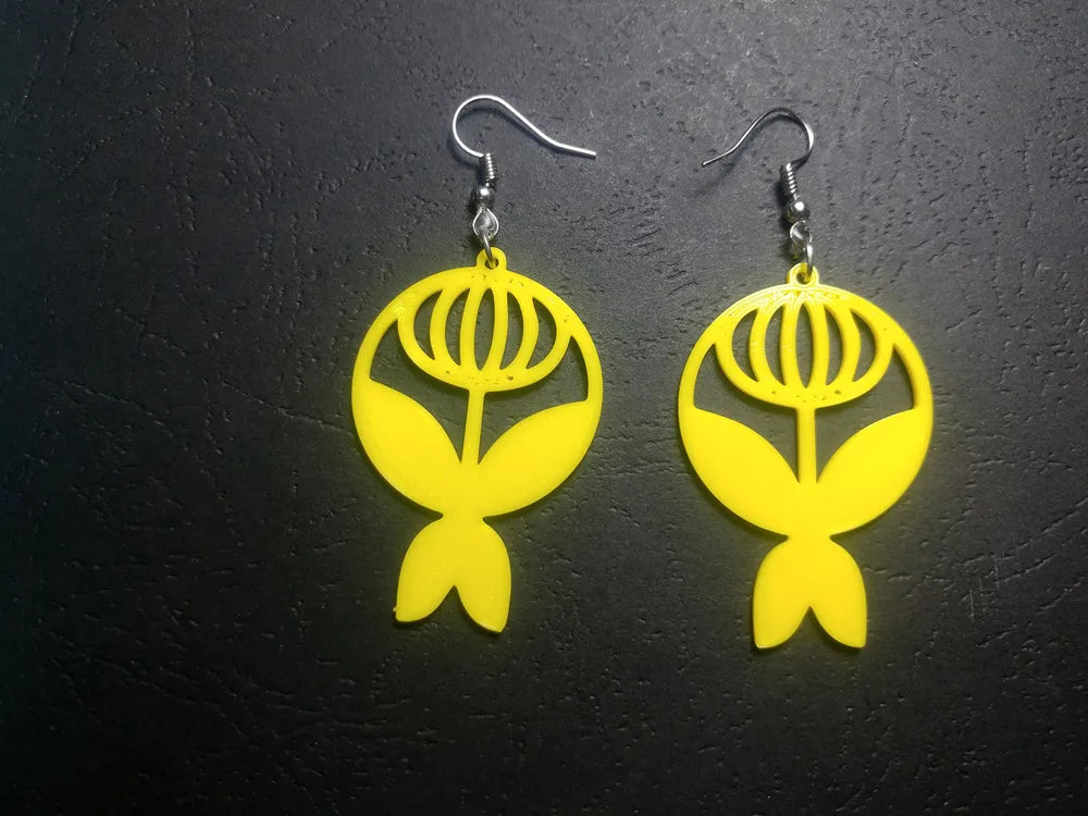 Eclipsed Bloom Earrings – 3D Printed Floral Celestial Jewellery