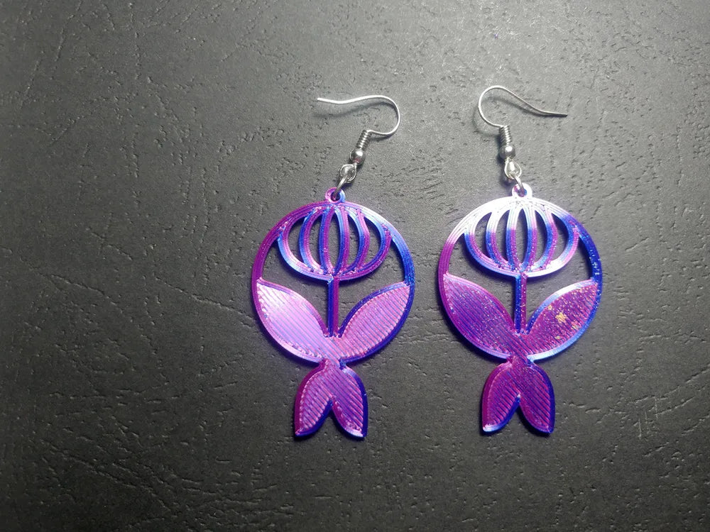 Eclipsed Bloom Earrings – 3D Printed Floral Celestial Jewellery