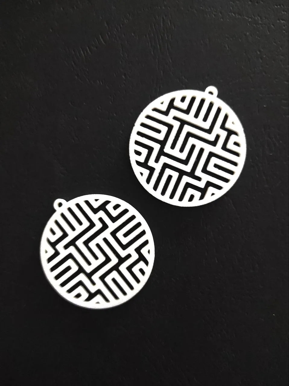 Maze Signal Geometric Earrings – 3D Printed Architectural Modern Jewellery
