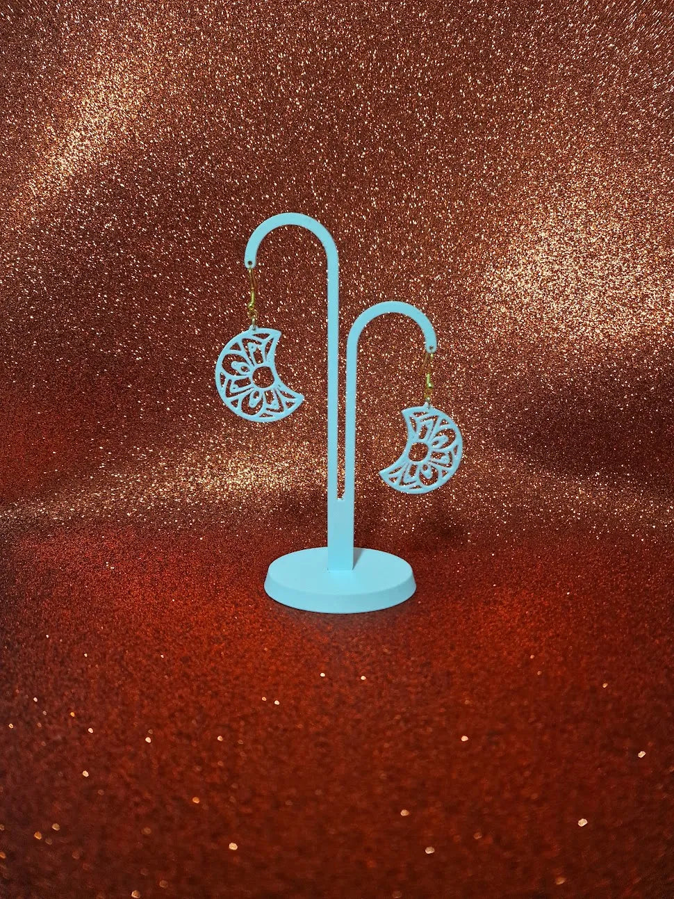 Mandala Moon Earrings – 3D Printed Celestial Spiritual Jewellery