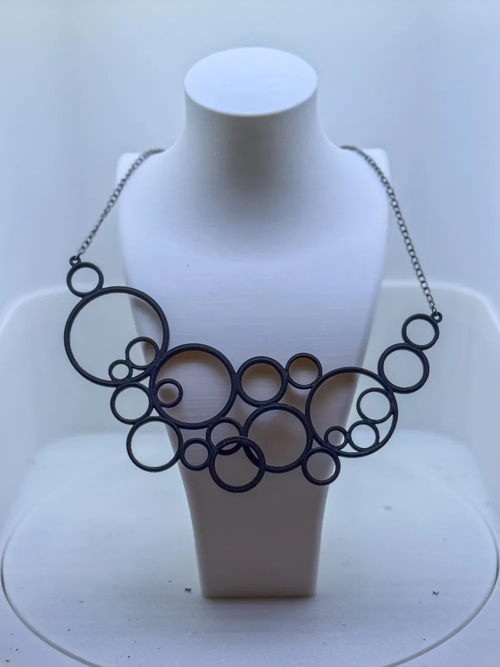 Modern Black Circle Geometric Necklace – 3D Printed Minimalist Pendant