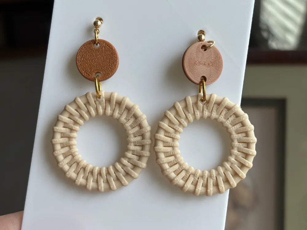 Woven Artisan Earrings – 3D Printed Textured Handcraft Jewellery