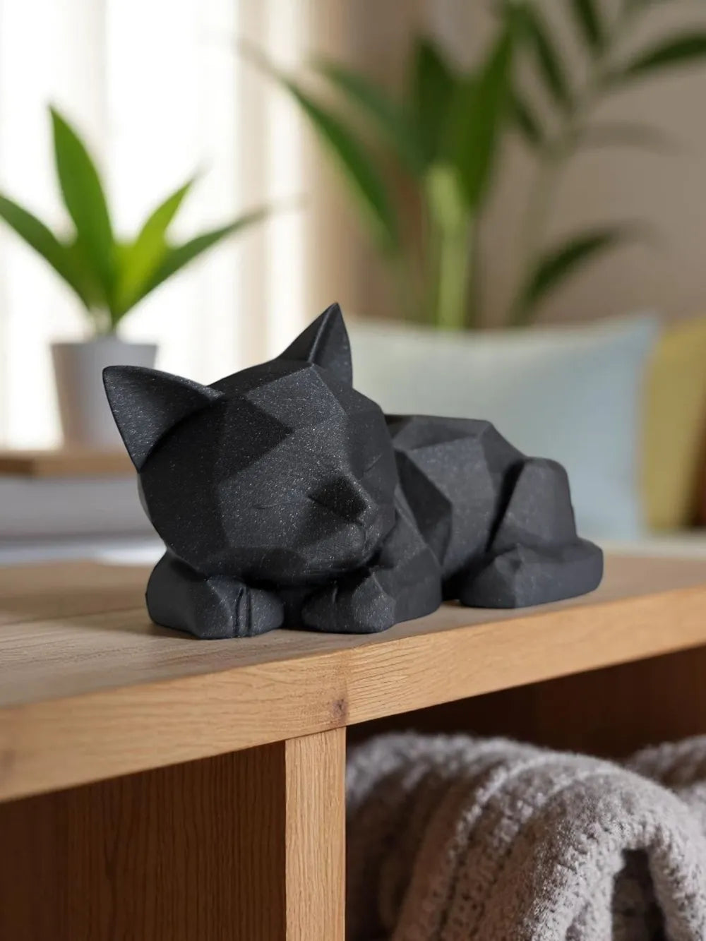 3D printed Cute Sleeping Low Poly Kitten by FOFUS