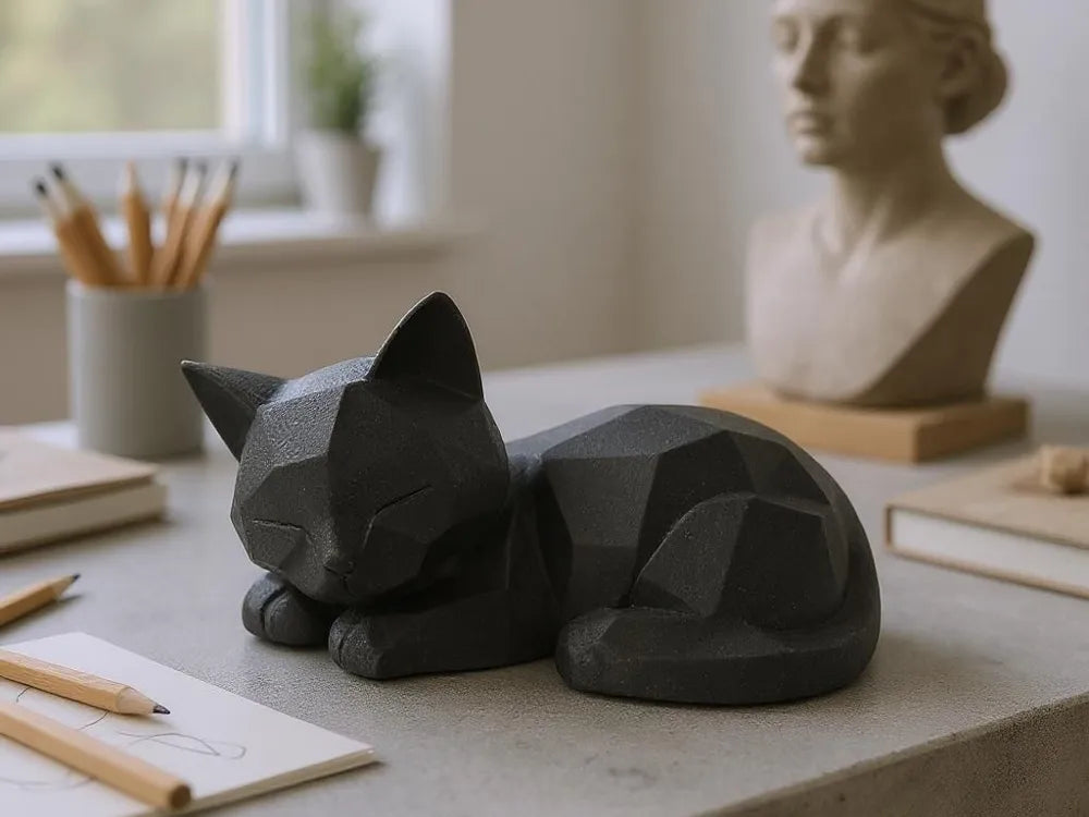 Cute Sleeping Low Poly Kitten